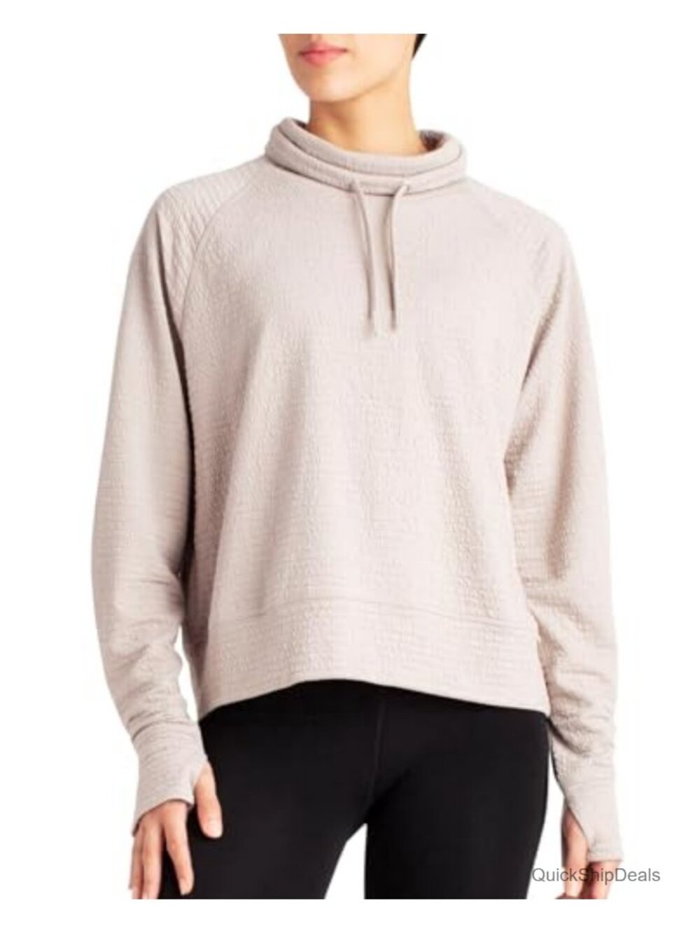 Danskin Women's Funnel Neck Active Sweatshirt with Thumb Holes